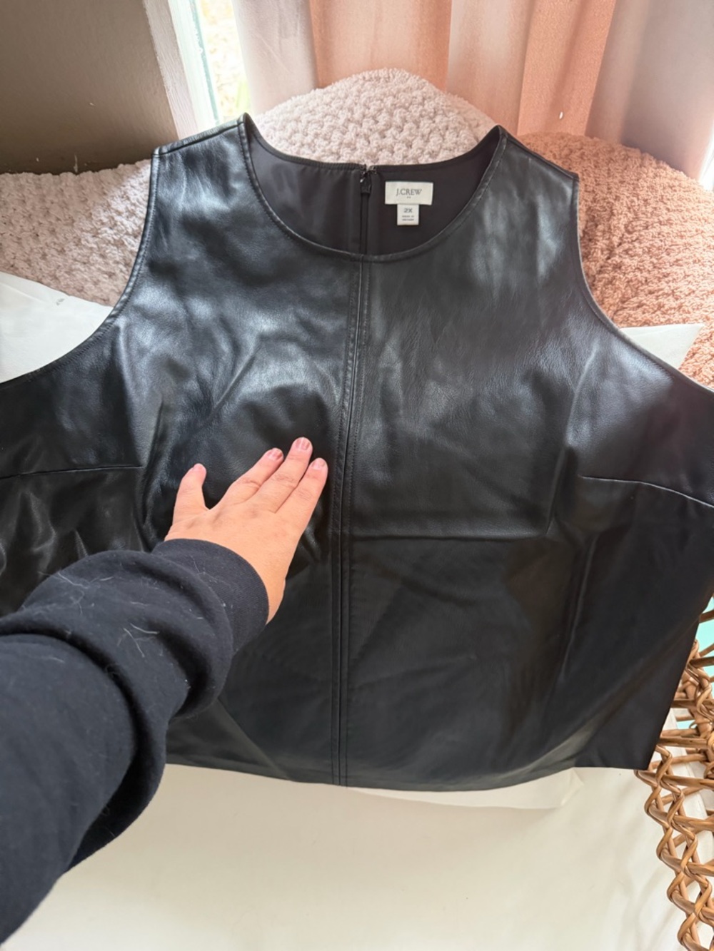 J. Crew Black Leather Sleeveless Top